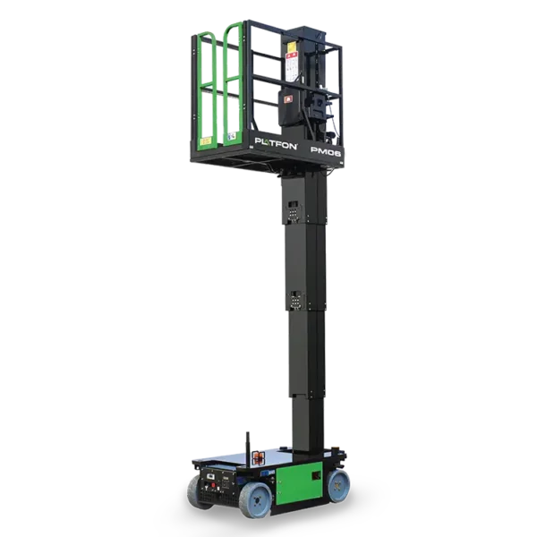 Platfon PM-06 compact vertical mast lift for one person in narrow aisles