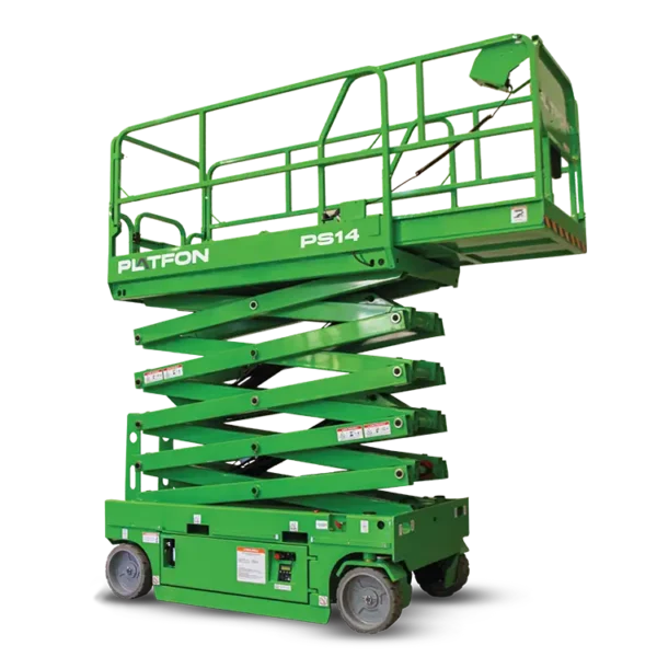 Platfon PS-14 electric scissor lift for 13.8 m working height in high-ceiling buildings