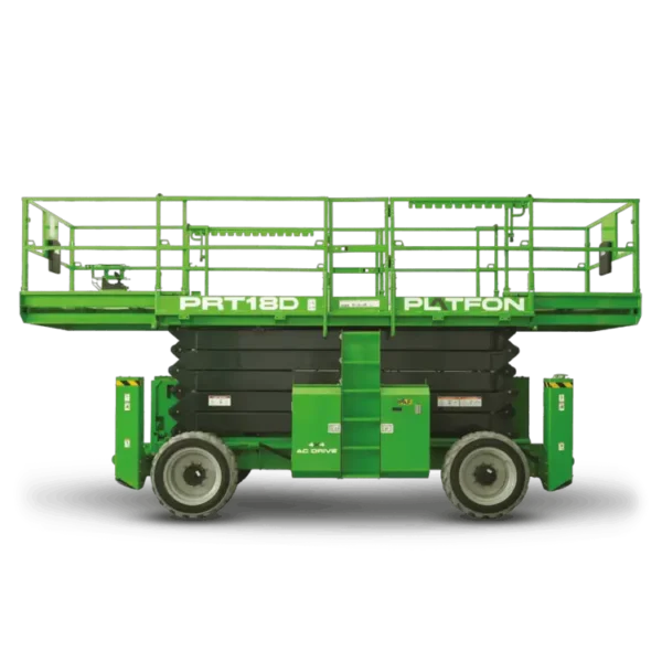 Platfon PRT18D diesel rough-terrain scissor lift with outriggers and extended platform