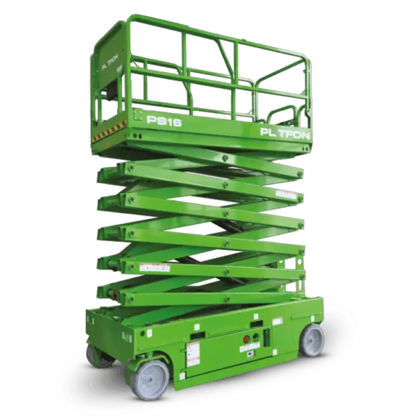 Platfon PS-16 electric slab scissor lift with 15.8 m working height for high-bay halls