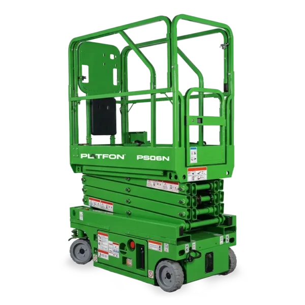 Platfon PS06N electric scissor lift with short chassis for tight indoor spaces